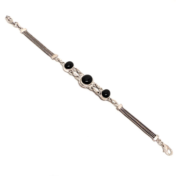 Black Onyx Oval Sterling Silver Bracelet - Image 2