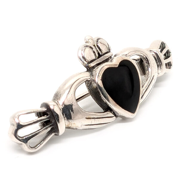 Black Onyx Oval Sterling Silver Brooch - Image 2