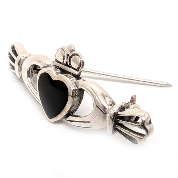 Black Onyx Oval Sterling Silver Brooch - Image 3