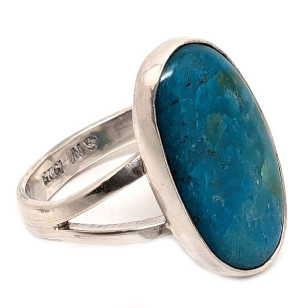Blue Opal Oval Sterling Silver Ring; size 8 3/4 - Image 2