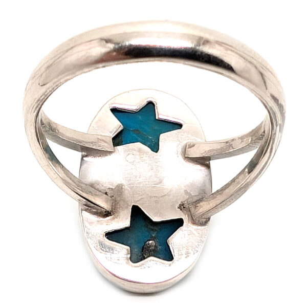 Blue Opal Oval Sterling Silver Ring; size 8 3/4 - Image 3