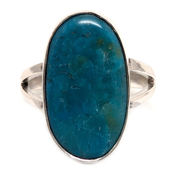 Blue Opal Oval Sterling Silver Ring; size 8 3/4