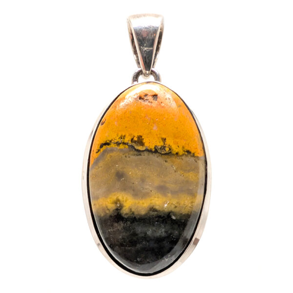 Bumblebee Jasper Oval Sterling Silver Pendant