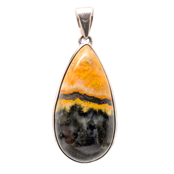 Bumblebee Jasper Teardrop Sterling Silver Pendant