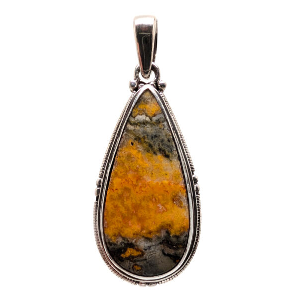 Bumblebee Jasper Teardrop Sterling Silver Pendant