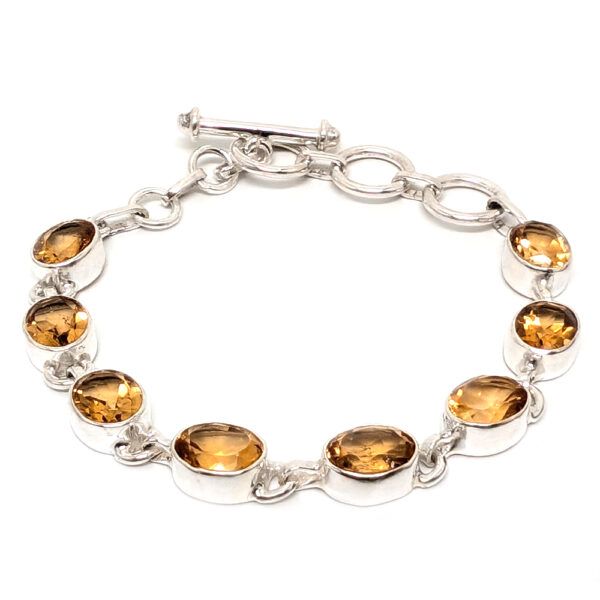 Citrine Oval Faceted Sterling Silver Bracelet