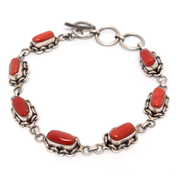 Coral Sterling Silver Bracelet