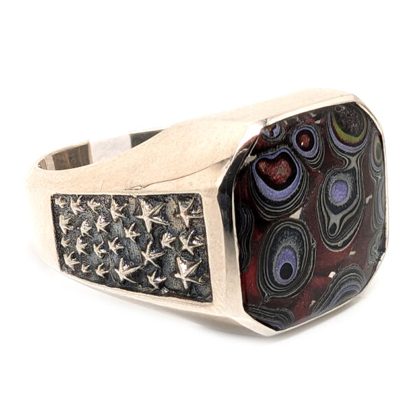 Fordite Sterling Silver Ring; size 12 - Image 2