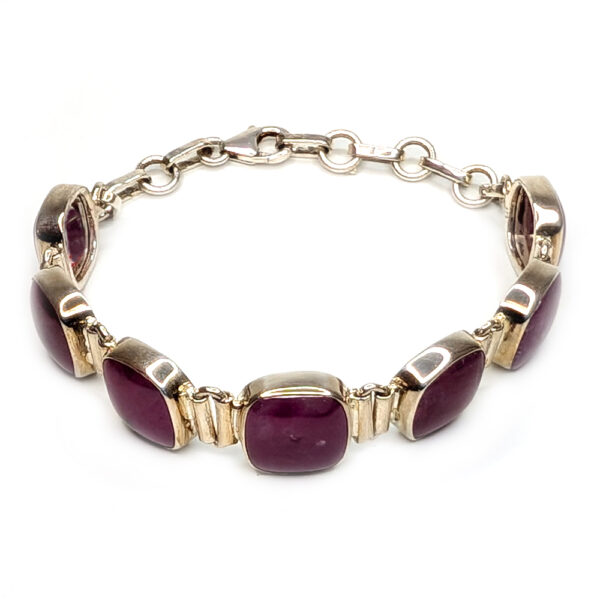 Ruby Square Sterling Silver Bracelet