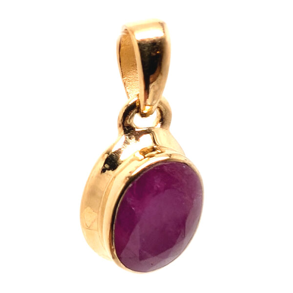 Ruby Faceted Oval Gold Vermeil Pendant - Image 2