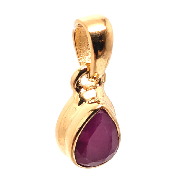 Ruby Faceted Teardrop Gold Vermeil Pendant - Image 2