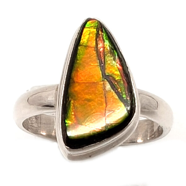 Ammolite Fossil Sterling Silver Ring; size 7 1/4 - Image 3