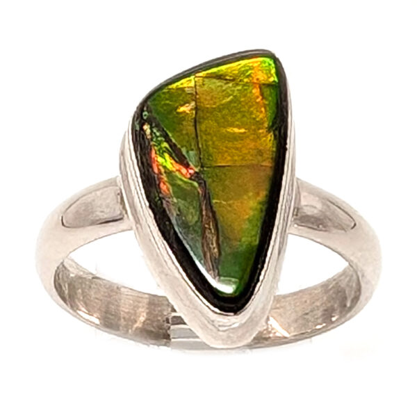 Ammolite Fossil Sterling Silver Ring; size 7 1/4 - Image 2