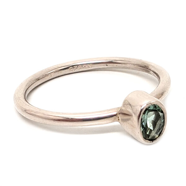 Blue Tourmaline Oval Faceted Sterling Silver Ring; size 8 1/4 - Image 2