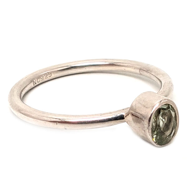 Green Tourmaline Oval Faceted Sterling Silver Ring; size 7 1/4 - Image 2