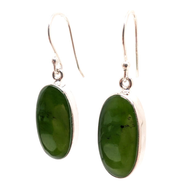 Jade Oval Sterling Silver Earrings - Image 2