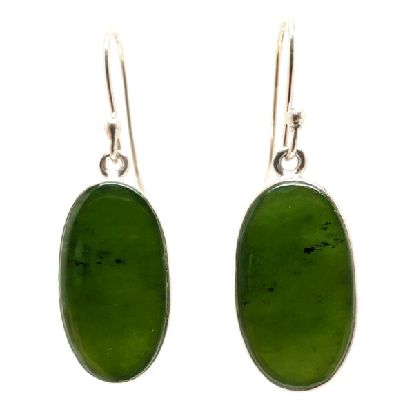 Jade Oval Sterling Silver Earrings