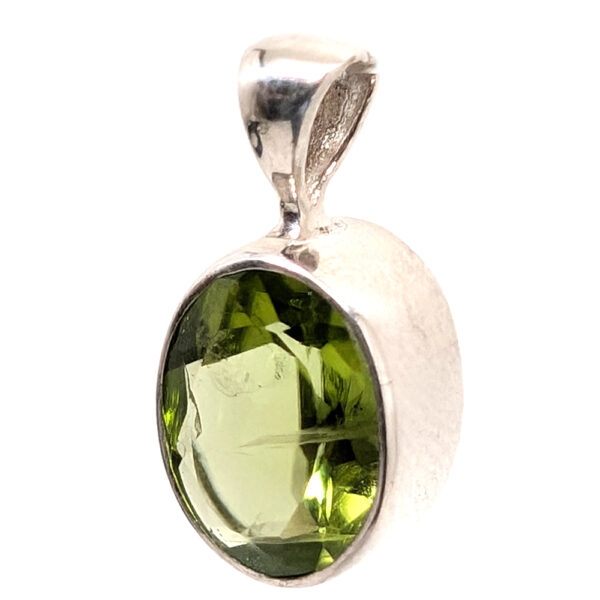 Peridot Oval Faceted Sterling Silver Pendant - Image 2