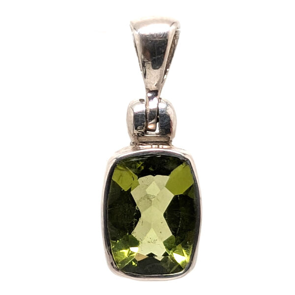 Peridot Cushion-Cut Sterling Silver Pendant