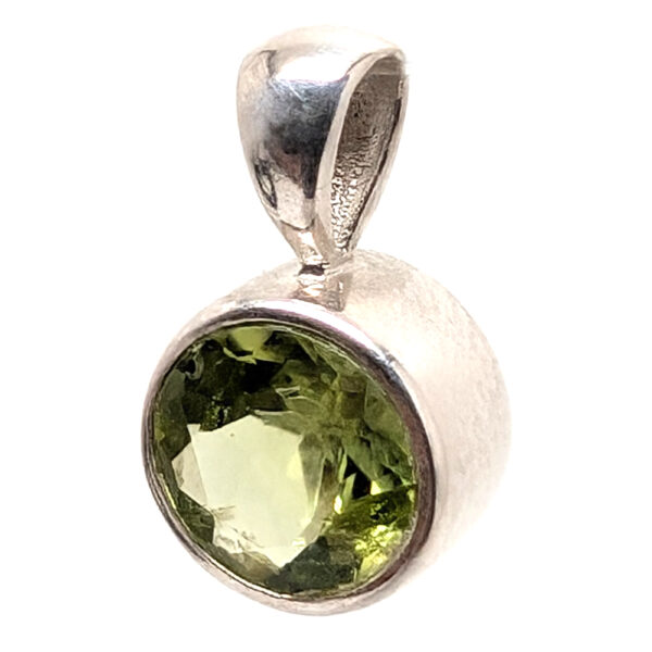 Peridot Round Faceted Sterling Silver Pendant, Small - Image 2