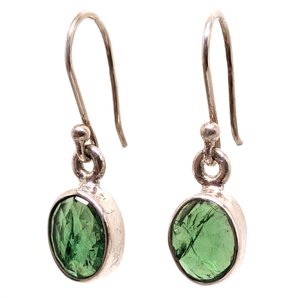 Tsavorite Garnet Oval Faceted Sterling Silver Earrings