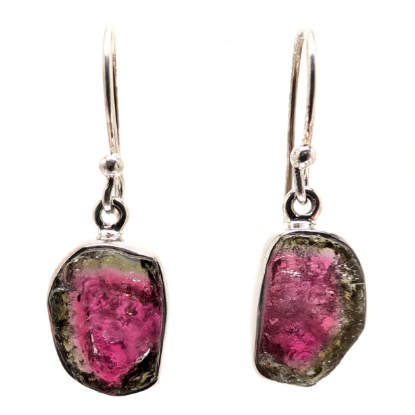 Watermelon Tourmaline Sterling Silver Earrings