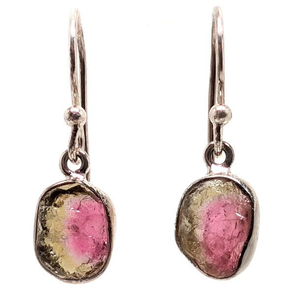 Watermelon Tourmaline Sterling Silver Earrings