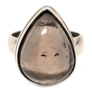 Smoky Quartz Teardrop Sterling Silver Ring; size 6 1/2