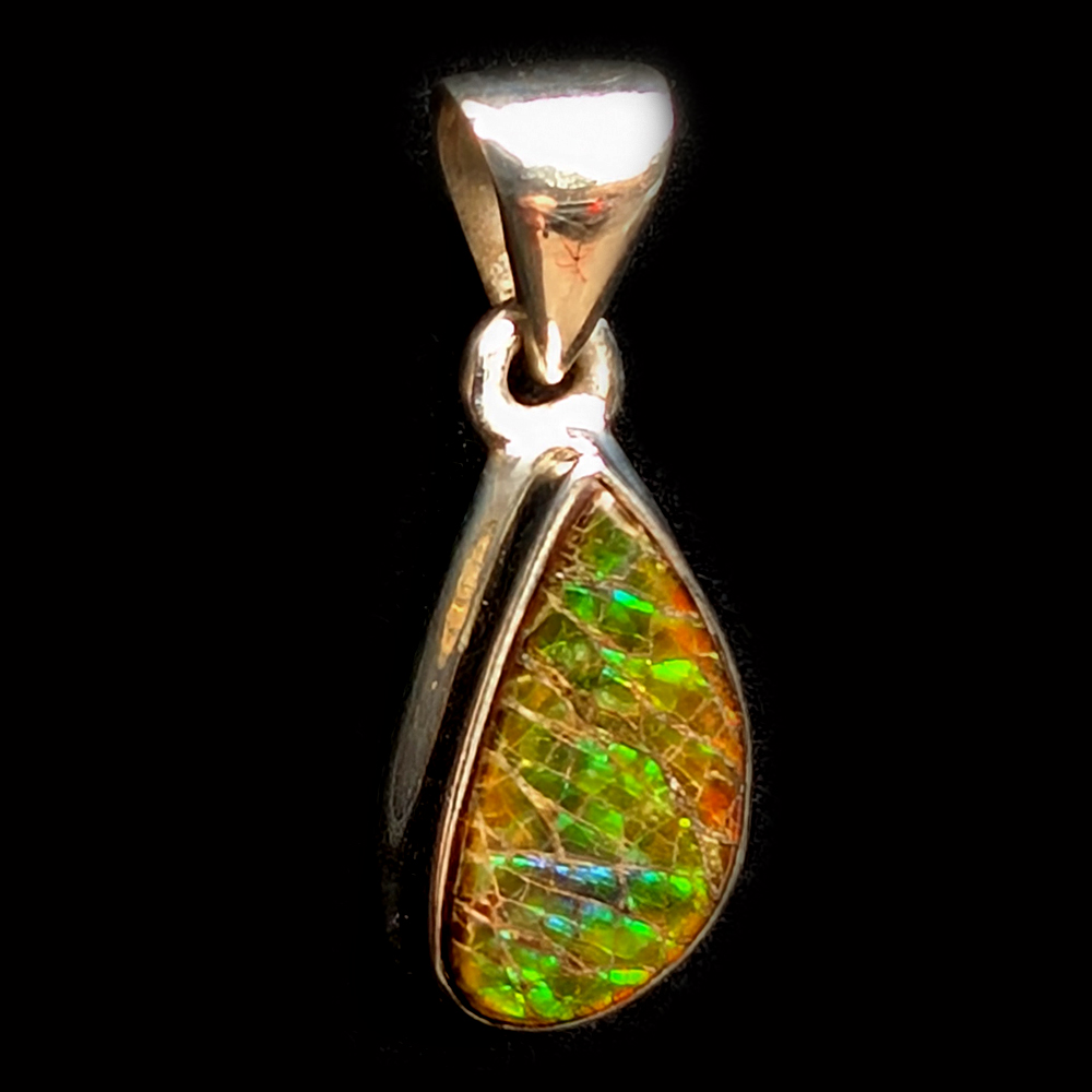Ammolite Fossil Sterling Silver Pendant Ammolite Fossil Sterling Silver Pendant - Image 2