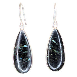 Nuummite Teardrop Sterling Silver Earrings