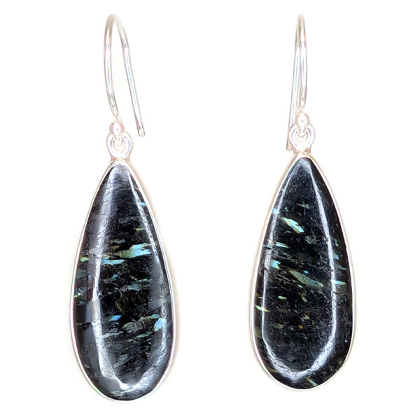 Nuummite Teardrop Sterling Silver Earrings