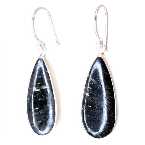 Nuummite Teardrop Sterling Silver Earrings - Image 2