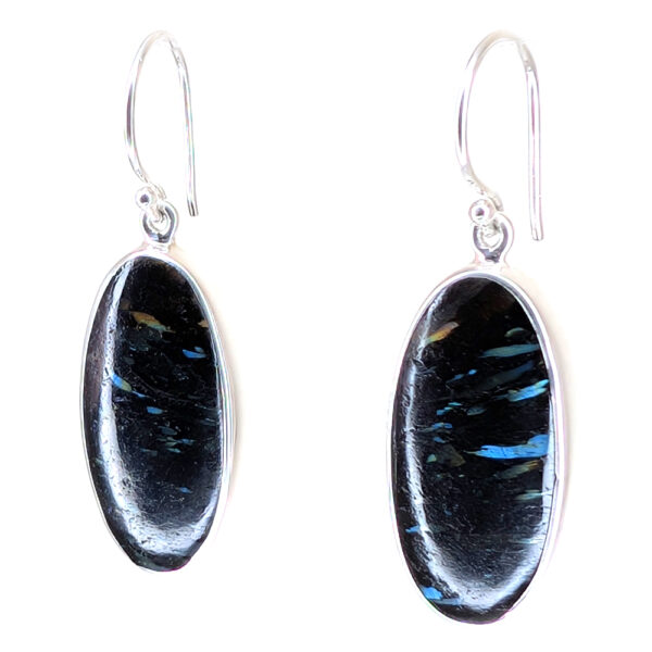 Nuummite Oval Sterling Silver Earrings - Image 2