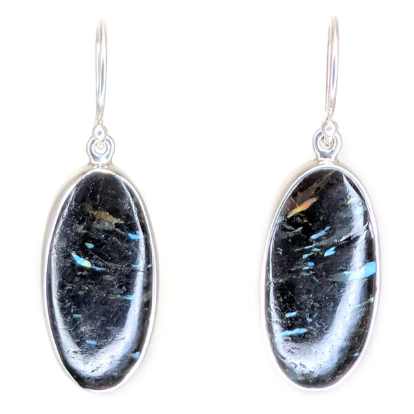 Nuummite Oval Sterling Silver Earrings