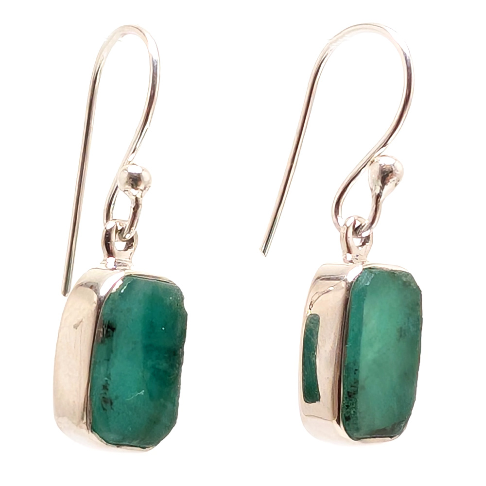 Emerald Sterling Silver Earrings Emerald Sterling Silver Earrings - Image 2