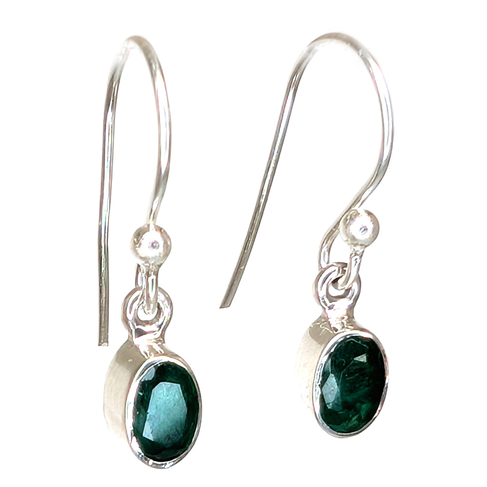 Emerald Teardrop Faceted Sterling Silver Earrings Emerald Teardrop Faceted Sterling Silver Earrings - Image 2