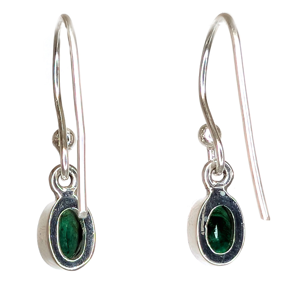 Emerald Teardrop Faceted Sterling Silver Earrings Emerald Teardrop Faceted Sterling Silver Earrings - Image 3