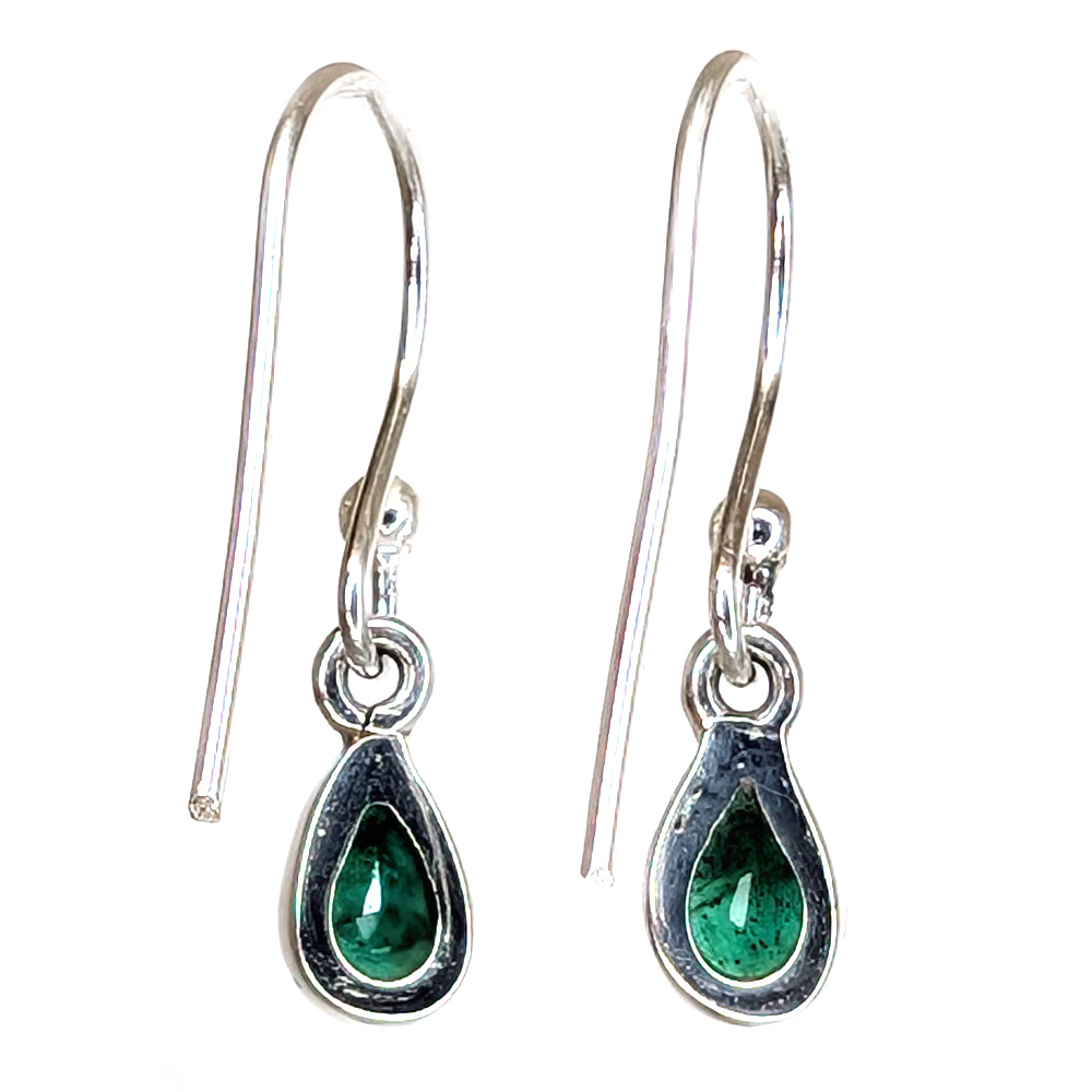 Emerald Teardrop Faceted Sterling Silver Earrings Emerald Teardrop Faceted Sterling Silver Earrings - Image 3