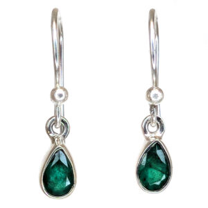 Emerald Teardrop Faceted Sterling Silver Earrings Emerald Teardrop Faceted Sterling Silver Earrings