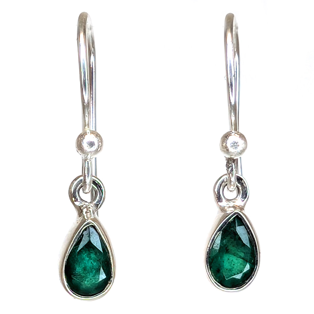 Emerald Teardrop Faceted Sterling Silver Earrings Emerald Teardrop Faceted Sterling Silver Earrings