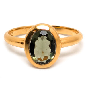Moldavite Oval Faceted Gold Vermeil Ring; size 10 Moldavite Oval Faceted Gold Vermeil Ring; size 10