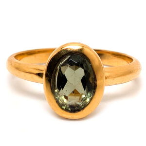 Moldavite Oval Faceted Gold Vermeil Ring; size 6 1/2 Moldavite Oval Faceted Gold Vermeil Ring; size 6 1/2
