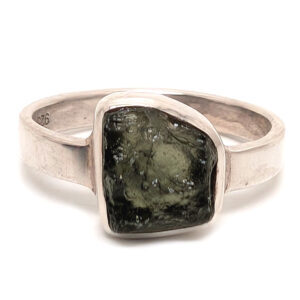 Moldavite Sterling Silver Ring; size 6 Moldavite Sterling Silver Ring; size 6