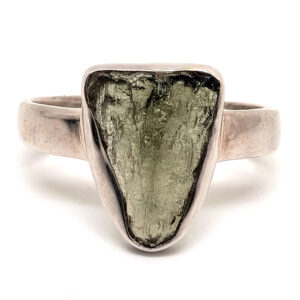 Moldavite Sterling Silver Ring; size 7 Moldavite Sterling Silver Ring; size 7