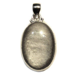 Silver Sheen Obsidian Oval Sterling Silver Pendant