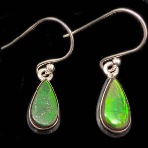 Ammolite Fossil Teardrop Sterling Silver Earrings Ammolite Fossil Teardrop Sterling Silver Earrings