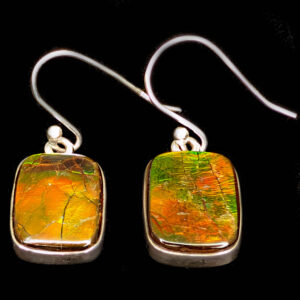 Ammolite Fossil Rectangular Sterling Silver Earrings Ammolite Fossil Rectangular Sterling Silver Earrings