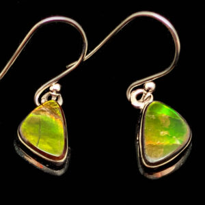 Ammolite Fossil Triangular Sterling Silver Earrings Ammolite Fossil Triangular Sterling Silver Earrings