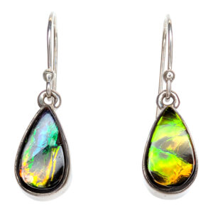Ammolite Fossil Teardrop Sterling Silver Earrings Ammolite Fossil Teardrop Sterling Silver Earrings