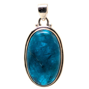 Blue Apatite Oval Sterling Silver Pendant Blue Apatite Oval Sterling Silver Pendant